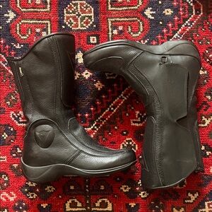 Women's Black Leather Moto Boots